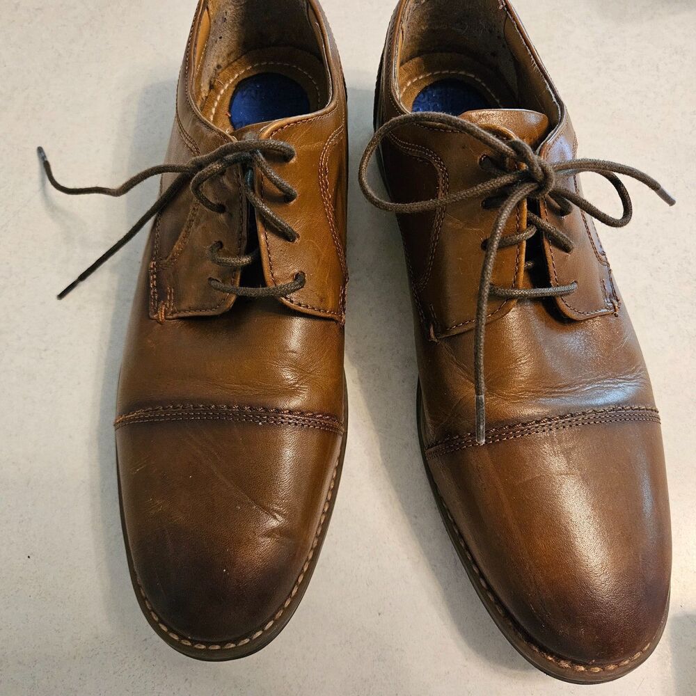 NUNN BUSH DRESS OXFORD BROWN EATHER LACE UP CAP TOE SHOES MENS SIZE 8M WITH COM